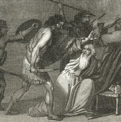 Brennus und seine Truppen töten die ehrwürdigen Männer (Gravur)
