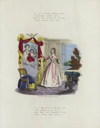 Britische Valentinskarte mit einem Bild einer Frau, die in einen Spiegel schaut