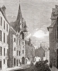 Canongate-Gefängnis, Edinburgh, Schottland, aus Old England: A Pictorial Museum, veröffentlicht 1847