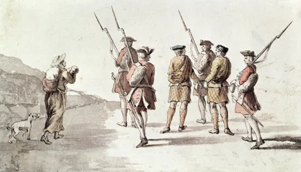 Gefangennahme des Rebellen Simon Fraser, Lord Lovat (1667?-1747)