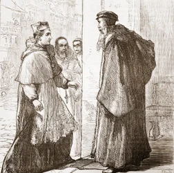 Kardinal Sadoleto besucht Calvin, Illustration aus Die Geschichte des Protestantismus von James Aitken Wylie, veröffentlicht 1878