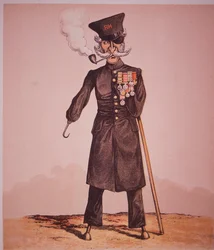 Karikatur eines Chelsea-Pensionärs des Royal Hospital, aus 