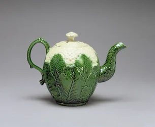 Blumenkohl-Teekanne, aus Burlem, Staffordshire, ca. 1759-66