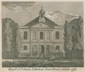 Kapelle von St. James, Tottenham Court Road, London, errichtet 1792