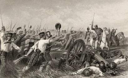 Angriff der Highlander vor Cawnpore unter General Havelock, aus 
