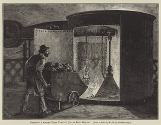 Befüllen eines modernen Hochofens (Govan Iron Works)