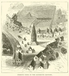 Charing Cross im sechzehnten Jahrhundert (Gravur)
