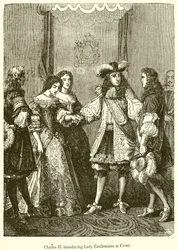 Karl II. stellt Lady Castlemaine am Hof vor