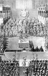 Karl I. vor dem Hohen Gerichtshof in Whitehall, 27. Januar 1649