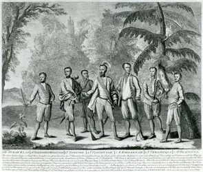 Cherokee-Häuptlinge aus Carolina, ca. 1730 (Gravur)