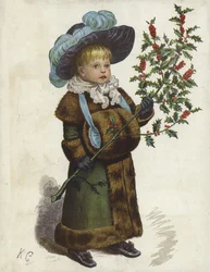 Kind hält einen großen Stechpalmenzweig