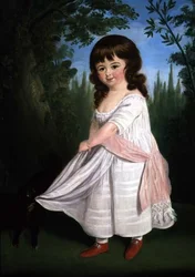 Kind spielt mit ihrem Hund, ca. 1800