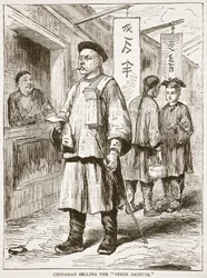 Chinese verkauft die Pekin Gazette, Illustration aus Cassells Illustrierter Geschichte Englands