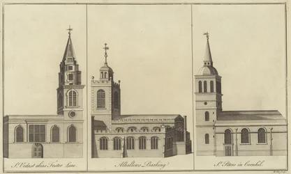 Kirchen St. Vedast, Foster Lane, Allhallows, Barking und St. Peter in Cornhill, London