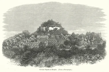 Runde Pagode in Mengun (Gravur)