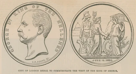 Stadt London Medaille zur Erinnerung an den Besuch des Königs von Griechenland im Juni 1880