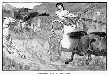 Klisthenes bei den Olympischen Spielen, Illustration aus Cassells Illustrierter Universalgeschichte von Edward Ollier