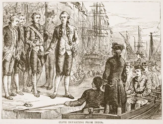 Clive verlässt Indien, Illustration aus Cassells Illustrierter Geschichte Indiens von James Grant, veröffentlicht 1879