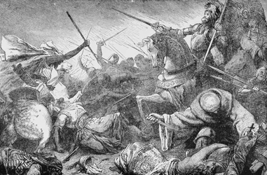 Konflikt mit den Sarazenen, aus Die Geschichte Frankreichs, von Emile de Bonnechose, veröffentlicht von Ward, Lock und Co, London