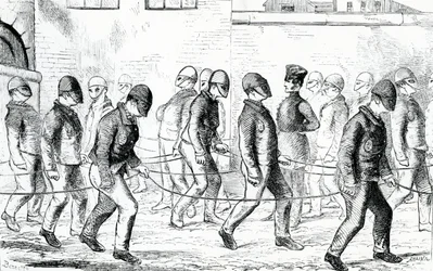Sträflinge beim Üben im Pentonville-Gefängnis, aus 