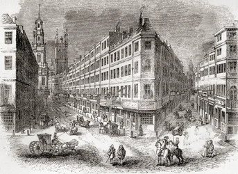Cornhill, The Exchange und Lombard Street, London, England Mitte des 19. Jahrhunderts, aus Old England: A Pictorial Museum, veröffentlicht 1847