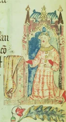 Cott Nero D VII f.7 Porträt von John of Gaunt, Herzog von Lancaster, aus dem Wohltäterbuch der Abtei St. Alban