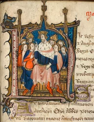 Cotton Nero D. VI, f.72 Historisierte Initiale 