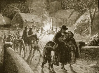 Covenanters vertreiben einen episkopalen Geistlichen, Illustration aus Cassells Illustrierter Geschichte Englands