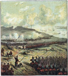 Krimkrieg (1853-1856): die Schlacht von Inkermann am 5.11.1854 zwischen Russland und der britisch-französisch-türkischen Koalition, die gewann. Die Schlacht von Inkermann