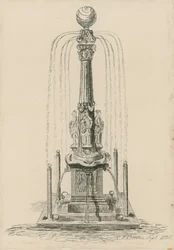 Kuriose Sonnenuhr und Brunnen