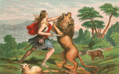 David tötet einen Löwen