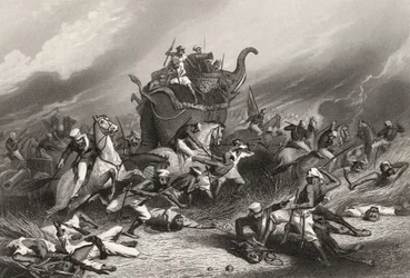 Niederlage der Peishwa-Armee vor Jhansi durch General Rose am 1. April 1858, aus 