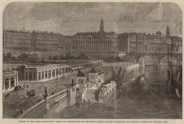 Entwurf für Landungstreppen und Ziergärten zwischen Hungerford und Waterloo Bridges