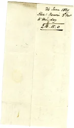 Devonshire MSS AS 3101, Folio aus einem Bündel von Rechnungen, beglichen von Pinder Simpson für Lord George Cavendish, einschließlich der Rechnung von Alexander Bowie