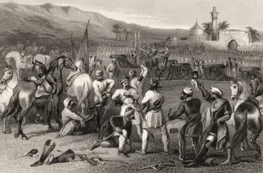 Entwaffnung der 11. Irregulären Kavallerie in Berhampore 1857, aus 