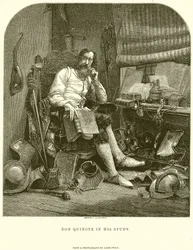 Don Quixote in seinem Studierzimmer