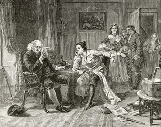 Dr. Samuel Johnson liest das Manuskript von 