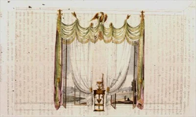 Salonfenstervorhang und Arbeitstisch, Tafel 104 aus Ackermann