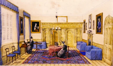 Saloninterieur eines Landhauses, ca. 1830