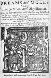 Träume und Maulwürfe, Titelseite, ca. 1750