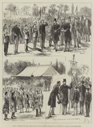 Drillwettbewerb der Londoner Schulbehörde vor dem Prinzen und der Prinzessin von Wales in Buckhurst Hill (Gravur)