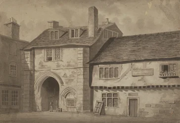 Ostansicht des Tores zur Abtei von St. Saviour, Bermondsey, ca. 1825