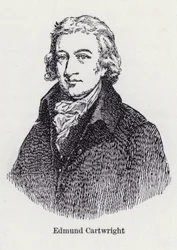 Edmund Cartwright, englischer Erfinder des mechanischen Webstuhls (Lithographie)