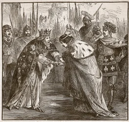 Edward empfängt König Johann von Frankreich, Illustration aus Cassells Illustrierter Geschichte Englands