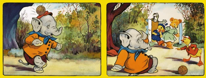 Elefant wird von einem Ball getroffen