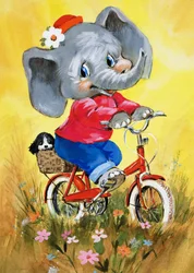Elefant auf einem Fahrrad