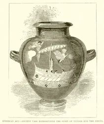 Etruskische Kunst - Antike Vase, die die Geschichte von Odysseus und den Sirenen darstellt