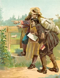 Evangelist zeigt Christian das Wicket Gate