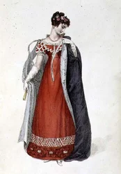 Abendkleid oder Ballkleid, Modeplatte aus Ackermann
