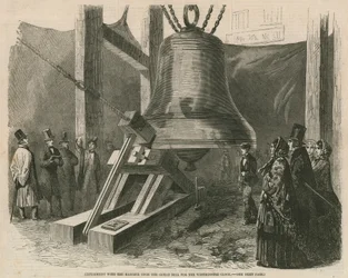 Experiment mit dem Hammer auf der großen Glocke für die Westminster-Uhr